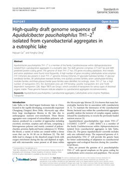 High-Quality Draft Genome Sequence of Aquidulcibacter Paucihalophilus