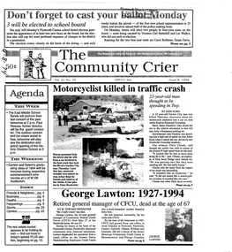 Motorcyclist Killed in Traffic Crash George Lawton: 1927-1994