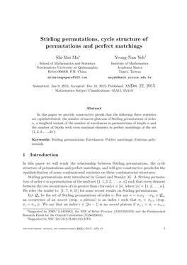 Stirling Permutations, Cycle Structure of Permutations and Perfect Matchings