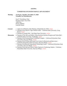 Agenda Committee on Institutional Advancement