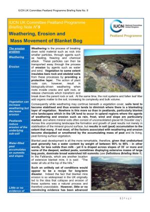 Weathering, Erosion and Mass Movement of Blanket Bog