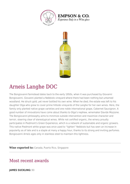 Arneis Langhe DOC