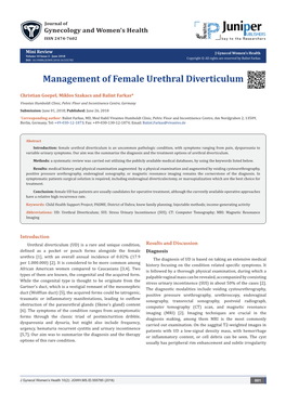 Management of Female Urethral Diverticulum