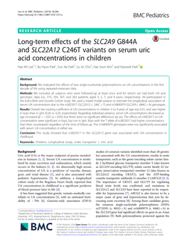 Long-Term Effects of the SLC2A9 G844A and SLC22A12 C246T