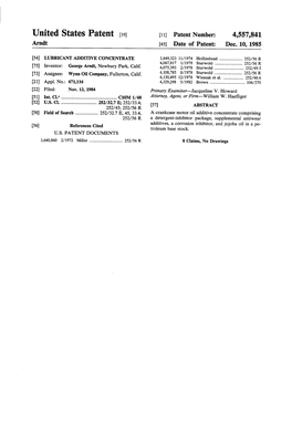 United States Patent [191 [11] Patent Number: 4,557,841 Arndt [45] Date of Patent: Dec