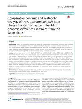 Comparative Genomic and Metabolic Analysis of Three Lactobacillus