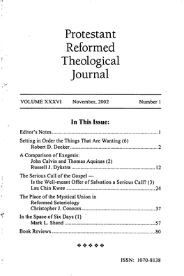 Reformed Theological Journal