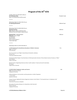 Program of the 35Th ICFA