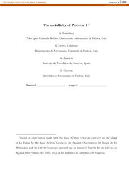 The Metallicity of Palomar 1 1