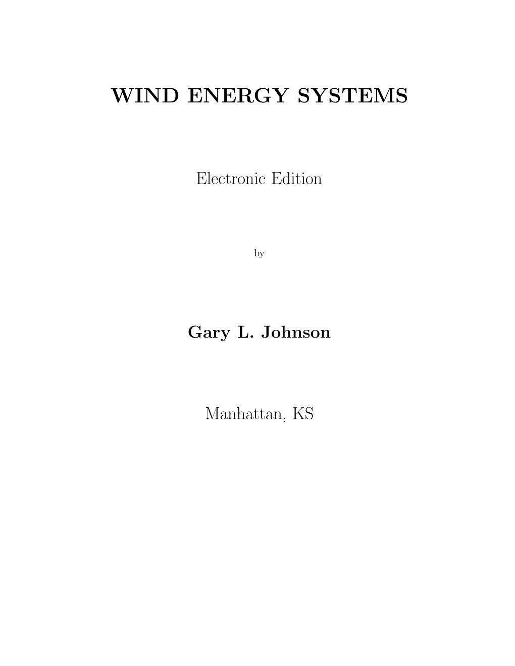 Wind Energy Systems