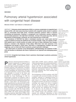 Pulmonary Arterial Hypertension Associated with Congenital Heart Disease