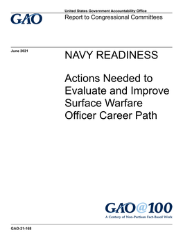 GAO-21-168, NAVY READINESS: Actions Needed to Evaluate And