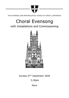 Choral Evensong with Installations and Commissioning