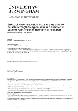 Effect of Lower Trapezius and Serratus Anterior Muscle Strengthening On