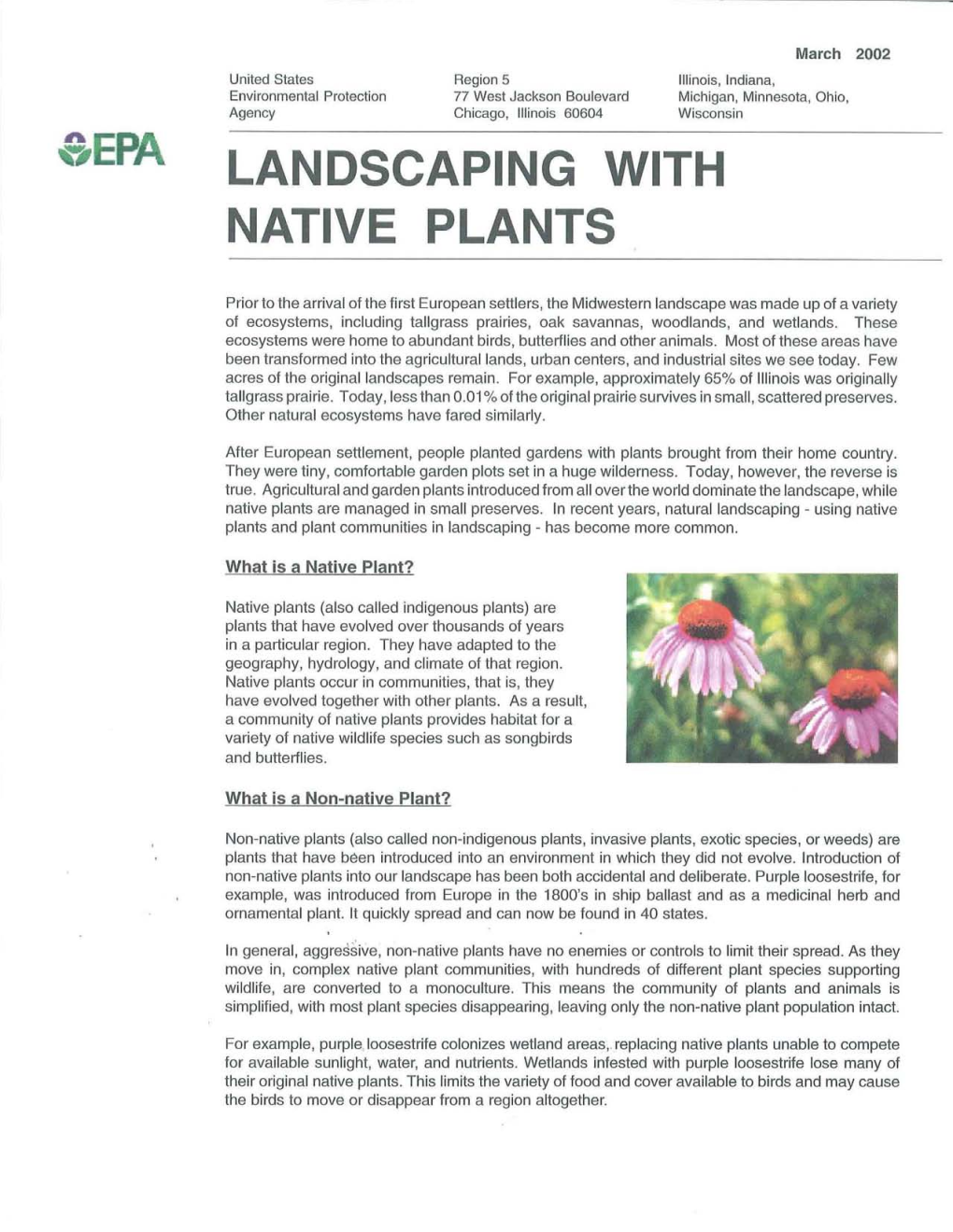 EPA Landscaping with Native Plants