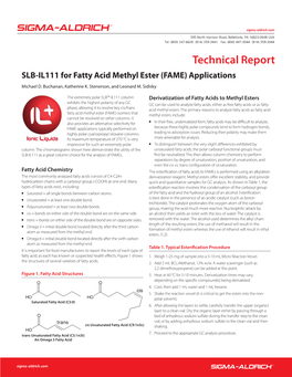 SLB-IL111 for Fatty Acid Methyl Ester (FAME) Applications Michael D