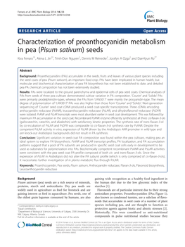 Characterization of Proanthocyanidin Metabolism in Pea (Pisum Sativum