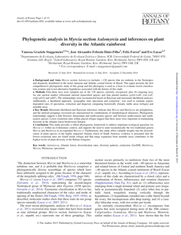 Phylogenetic Analysis in Myrcia Section Aulomyrcia and Inferences on Plant Diversity in the Atlantic Rainforest