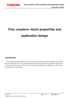 Triac Couplers—Basic Properties and Application Design Application Notes