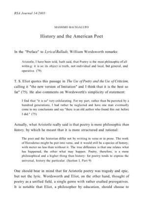History and the American Poet