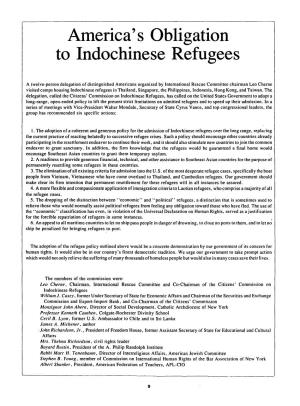 America's Obligation to Indochinese Refugees