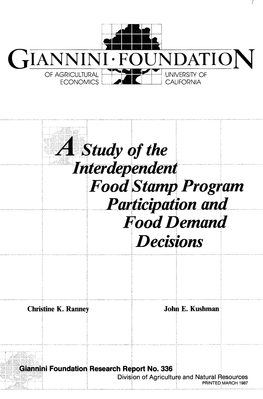 A Study of the Interdependent Food Stamp Program Participation And