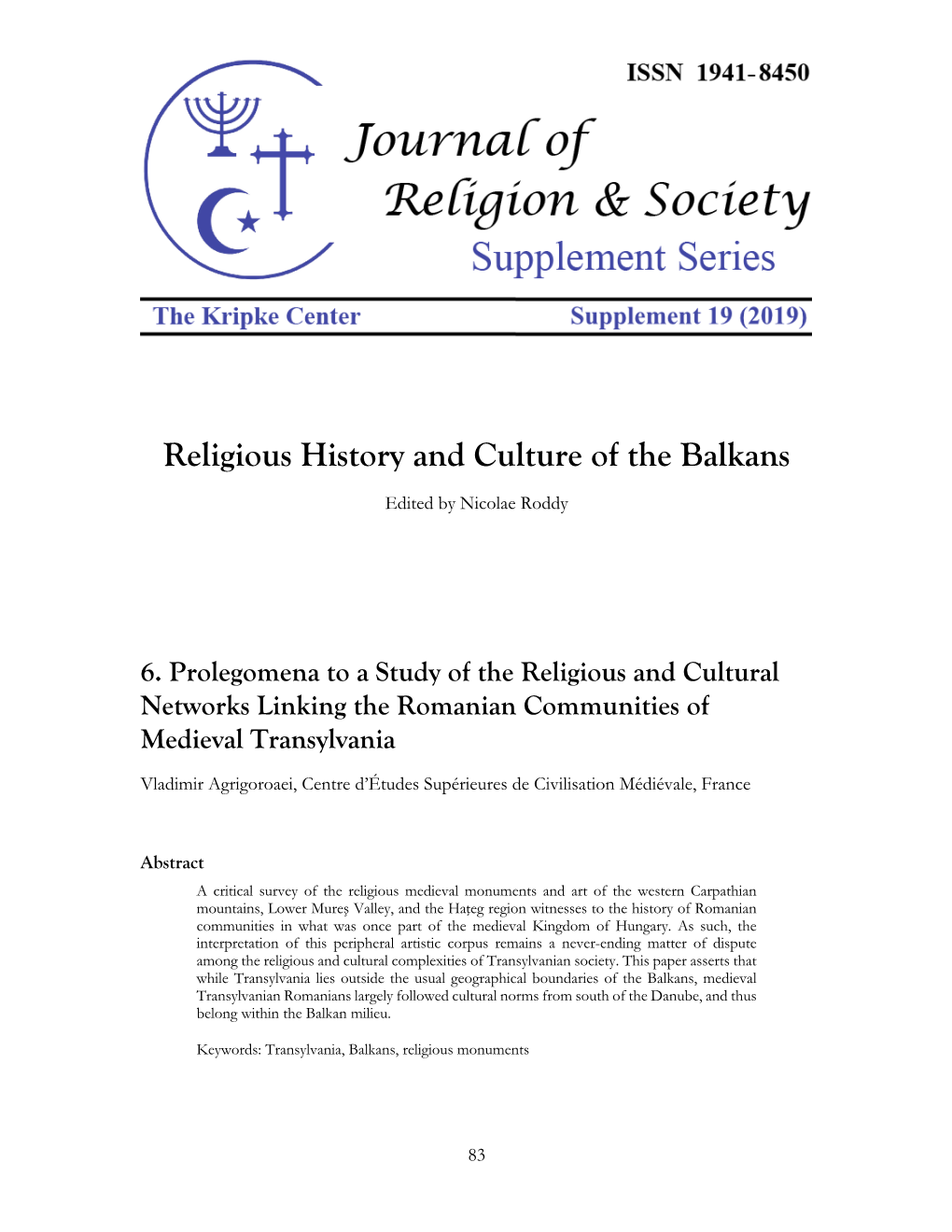 Religious History and Culture of the Balkans