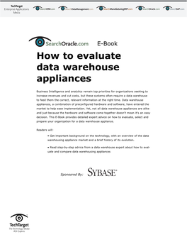 How to Evaluate Data Warehouse Appliances