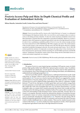 Pouteria Lucuma Pulp and Skin: in Depth Chemical Profile And