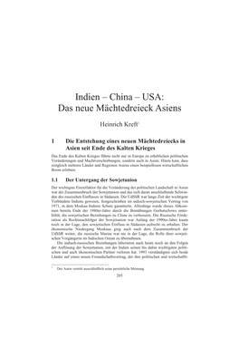 Indien – China – USA: Das Neue Mächtedreieck Asiens