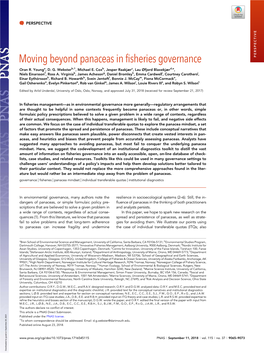 Moving Beyond Panaceas in Fisheries Governance PERSPECTIVE Oran R