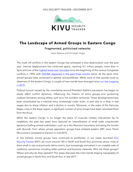 The Landscape of Armed Groups in Eastern Congo Fragmented, Politicized Networks