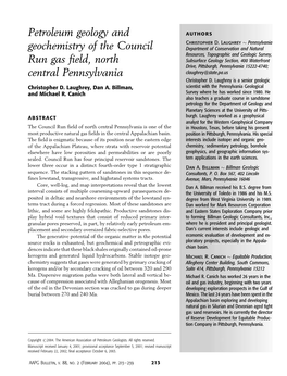 Petroleum Geology and Geochemistry of the Council Run Gas Field, North