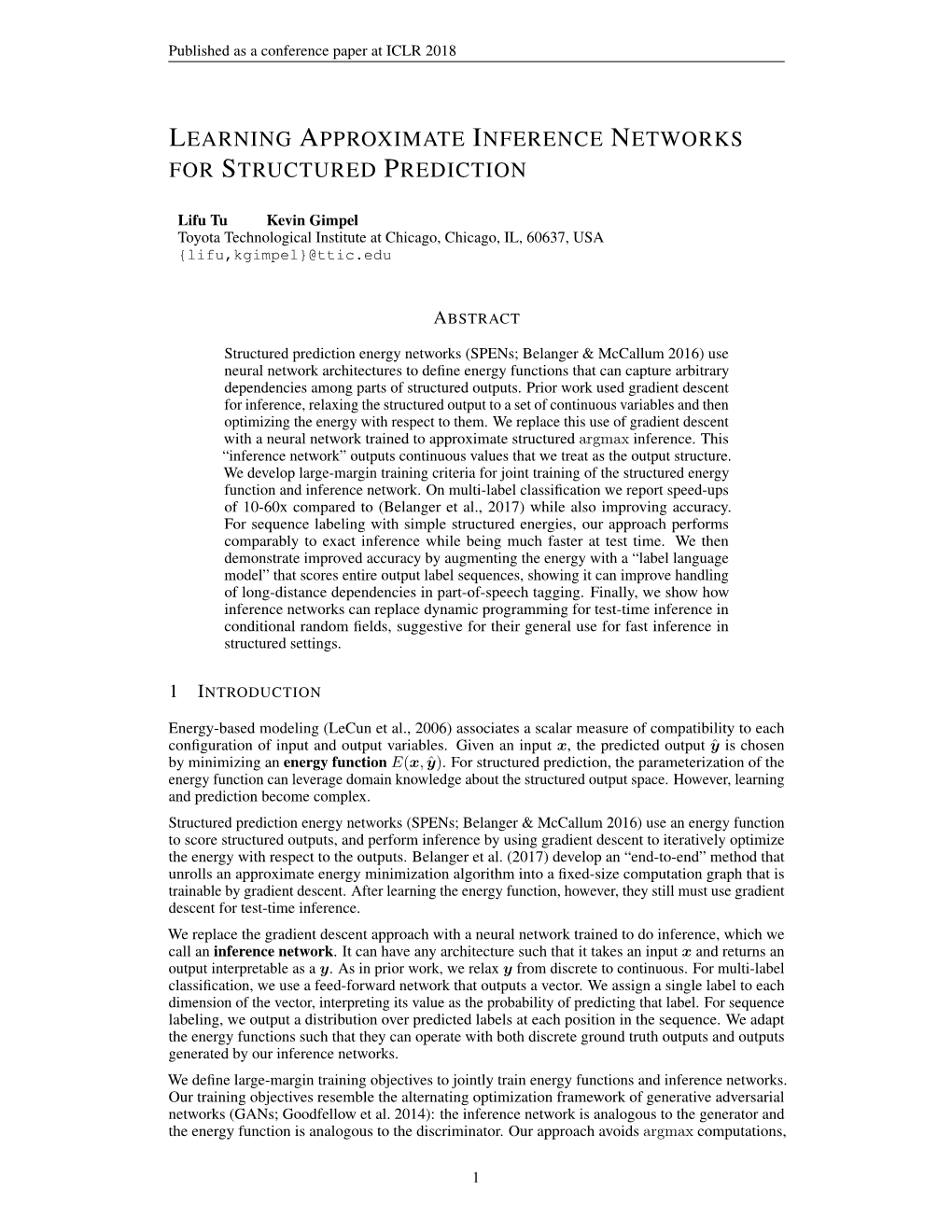 Learning Approximate Inference Networks for Structured Prediction