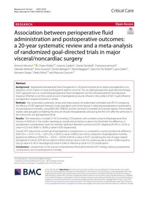 Association Between Perioperative Fluid Administration and Postoperative Outcomes: a 20-Year Systematic Review and a Meta-Analys