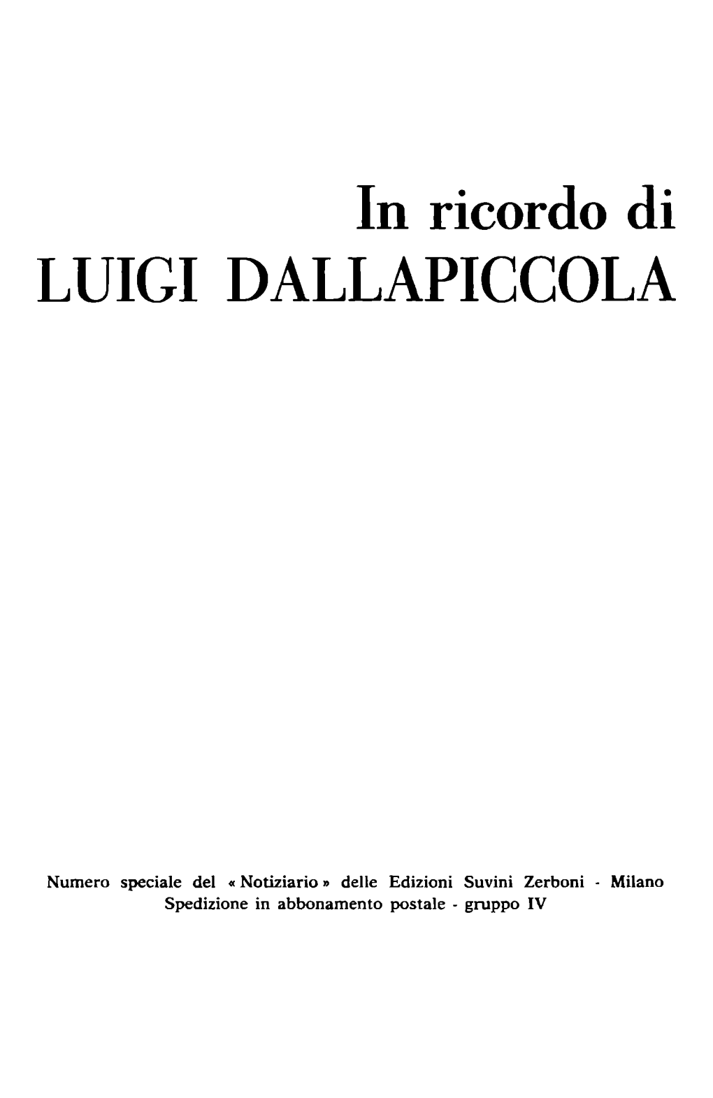 In Ricordo Di LUIGI DALLAPICCOLA