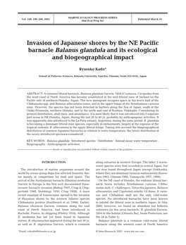 Invasion of Japanese Shores by the NE Pacific Barnacle Balanus Glandula and Its Ecological and Biogeographical Impact