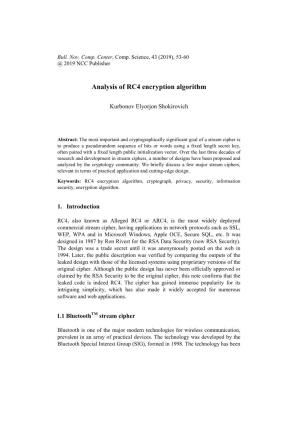 Analysis of RC4 Encryption Algorithm