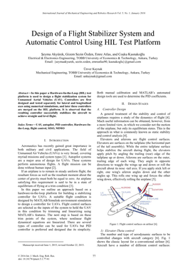 Design of a Flight Stabilizer System and Automatic Control Using HIL Test Platform