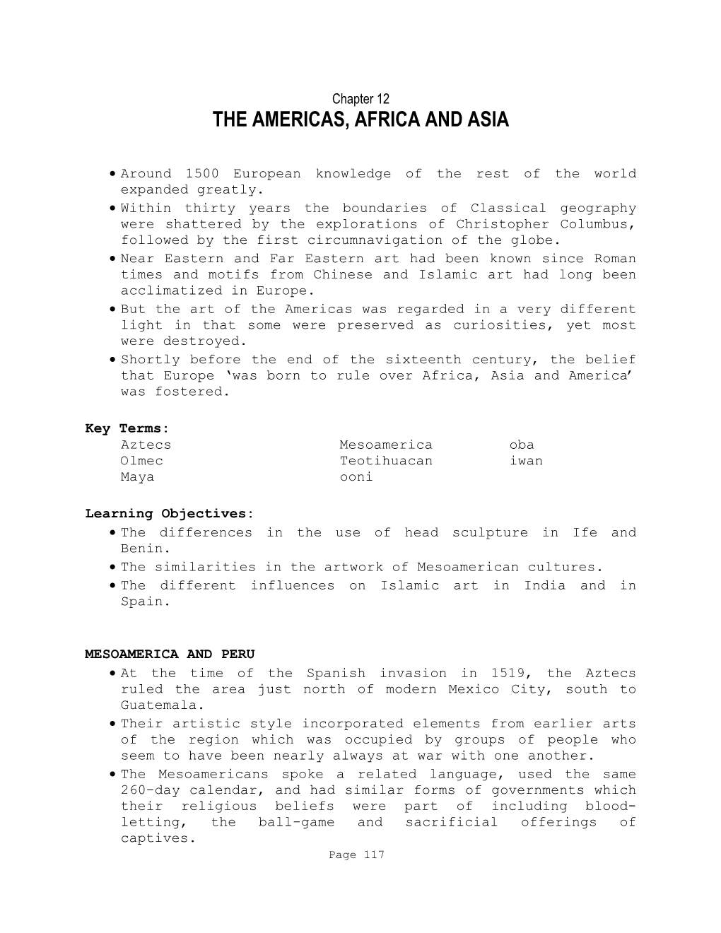 Chapter 12 the AMERICAS, AFRICA and ASIA