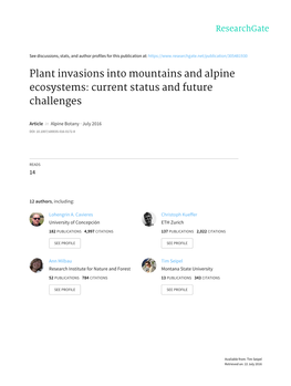 Alpine Plant Invasions