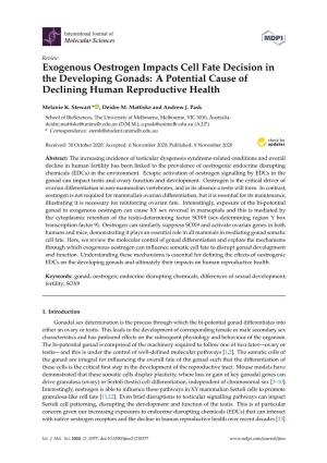 Exogenous Oestrogen Impacts Cell Fate Decision in the Developing Gonads: a Potential Cause of Declining Human Reproductive Health