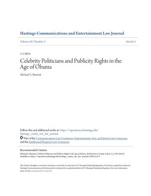Celebrity Politicians and Publicity Rights in the Age of Obama Michael G