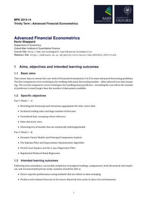 Advanced Financial Econometrics