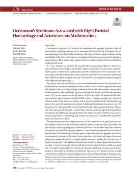 Gerstmann's Syndrome Associated with Right Parietal Hemorrhage And