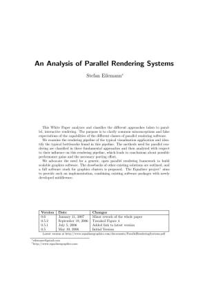 An Analysis of Parallel Rendering Systems
