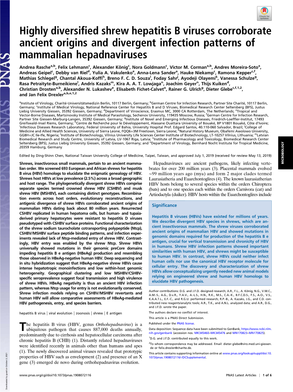 Highly Diversified Shrew Hepatitis B Viruses Corroborate Ancient Origins and Divergent Infection Patterns of Mammalian Hepadnaviruses