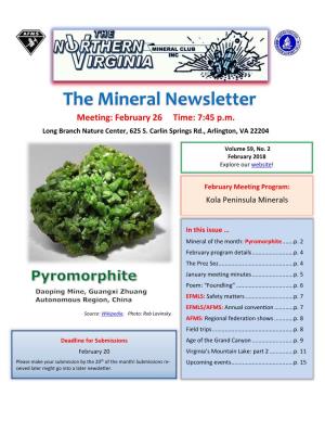 The Mineral Newsletter Meeting: February 26 Time: 7:45 P.M