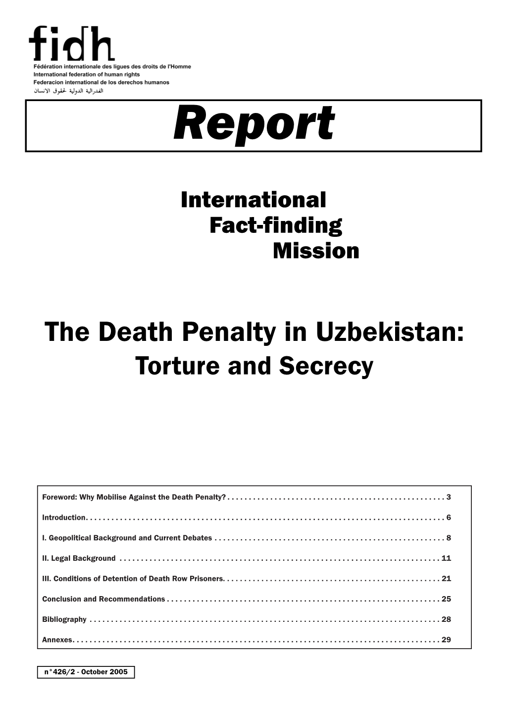 The Death Penalty in Uzbekistan: Torture and Secrecy