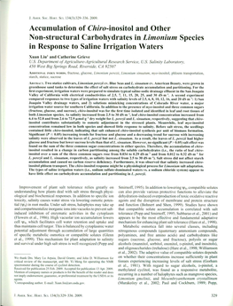 Accumulation of Chiro-Inositol and Other Non-Structural Carbohydrates in Limonium Species in Response to Saline Irrigation Waters